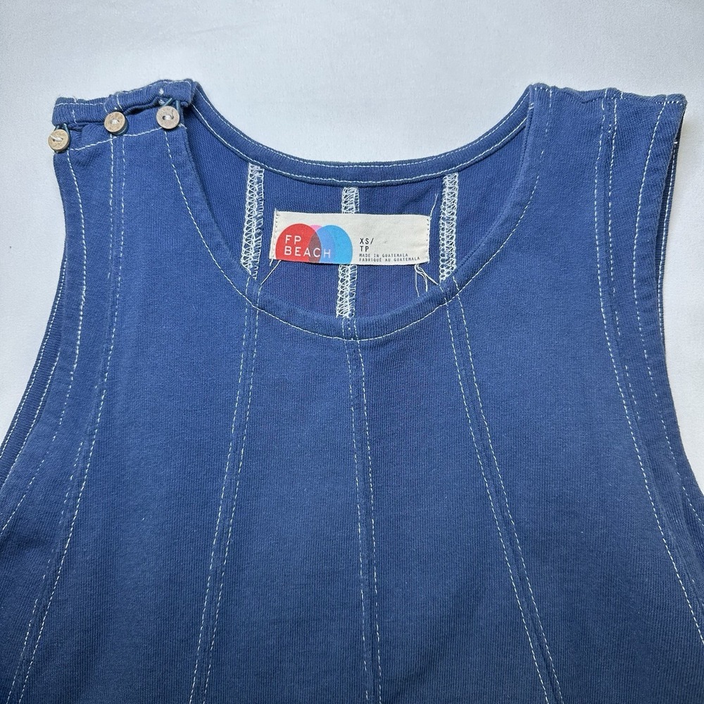 FREE PEOPLE Strada Set FP Beach 2 Pc Short Tank Top Set XS X-Small Dark Denim - Picture 3 of 13